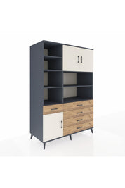 Kronos Dolap 9 Raflı 5 Çekmeceli 3 Kapaklı 132x59x195 Antrasit-Aytaşı/Çam