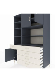 Kronos Dolap 9 Raflı 5 Çekmeceli 3 Kapaklı 132x59x195 Antrasit-Antrasit/Aytaşı