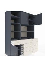 Kronos Dolap 9 Raflı 5 Çekmeceli 3 Kapaklı 132x59x195 Antrasit-Antrasit/Aytaşı