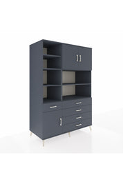 Kronos Dolap 9 Raflı 5 Çekmeceli 3 Kapaklı 132x59x195 Antrasit-Antrasit/Antrasit