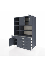 Kronos Dolap 9 Raflı 5 Çekmeceli 3 Kapaklı 132x59x195 Antrasit-Antrasit/Antrasit