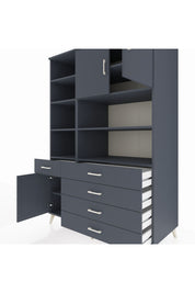 Kronos Dolap 9 Raflı 5 Çekmeceli 3 Kapaklı 132x59x195 Antrasit-Antrasit/Antrasit