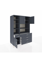 Kronos Dolap 9 Raflı 5 Çekmeceli 3 Kapaklı 132x59x195 Antrasit-Antrasit/Antrasit