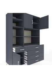 Kronos Dolap 9 Raflı 5 Çekmeceli 3 Kapaklı 132x59x195 Antrasit-Antrasit/Antrasit