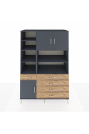 Kronos Dolap 9 Raflı 5 Çekmeceli 3 Kapaklı 132x59x195 Antrasit-Antrasit/Çam