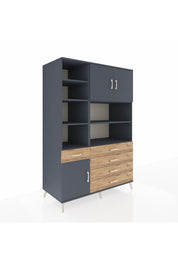 Kronos Dolap 9 Raflı 5 Çekmeceli 3 Kapaklı 132x59x195 Antrasit-Antrasit/Çam