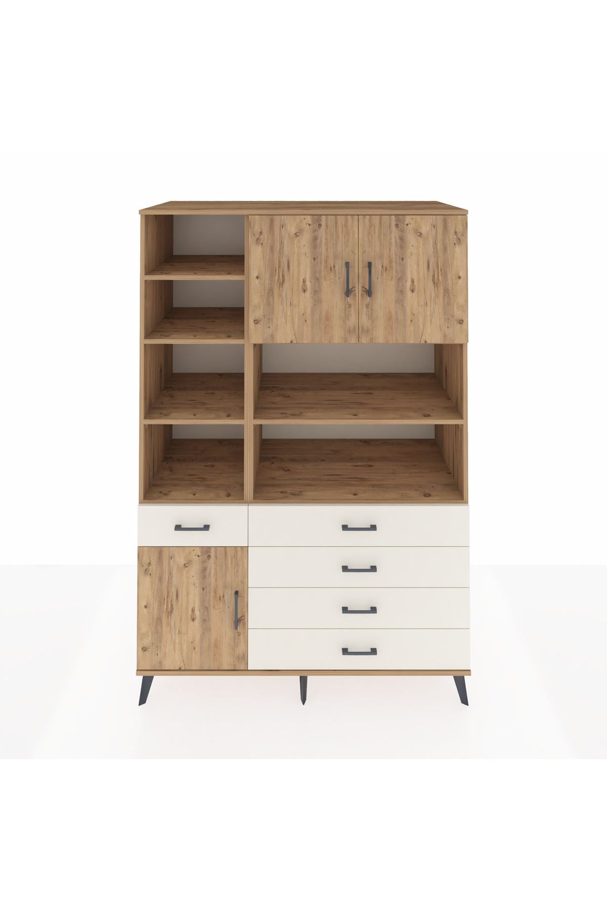 Kronos Dolap 9 Raflı 5 Çekmeceli 3 Kapaklı 132x59x195 Çam-Çam/Aytaşı