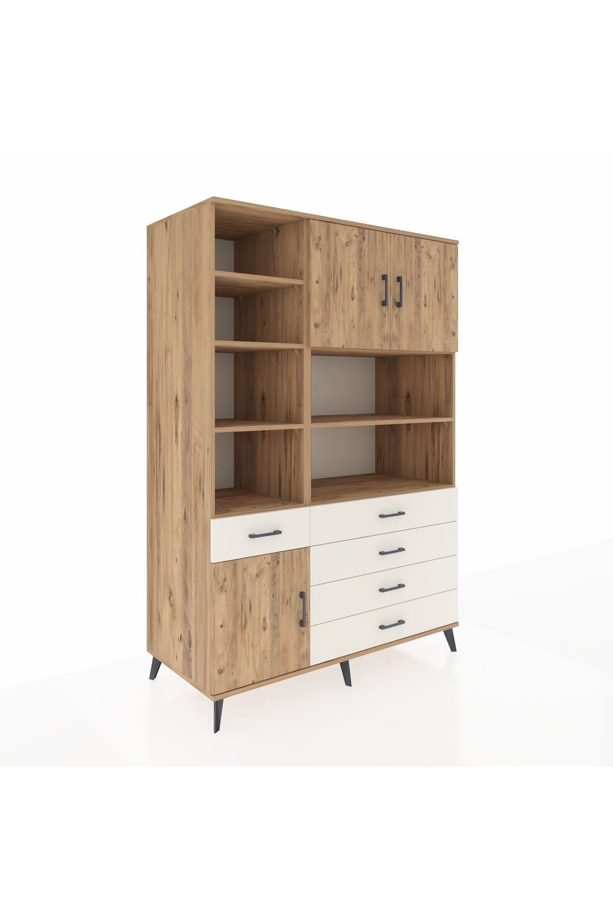 Kronos Dolap 9 Raflı 5 Çekmeceli 3 Kapaklı 132x59x195 Çam-Çam/Aytaşı