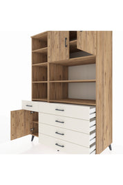 Kronos Dolap 9 Raflı 5 Çekmeceli 3 Kapaklı 132x59x195 Çam-Çam/Aytaşı