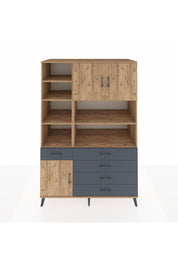 Kronos Dolap 9 Raflı 5 Çekmeceli 3 Kapaklı 132x59x195 Çam-Çam/Antrasit