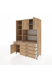 Kronos Dolap 9 Raflı 5 Çekmeceli 3 Kapaklı 132x59x195 Çam-Çam/Çam