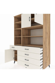 Kronos Dolap 9 Raflı 5 Çekmeceli 3 Kapaklı 132x59x195 Çam-Aytaşı/Aytaşı