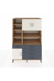 Kronos Dolap 9 Raflı 5 Çekmeceli 3 Kapaklı 132x59x195 Çam-Aytaşı/Antrasit