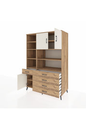 Kronos Dolap 9 Raflı 5 Çekmeceli 3 Kapaklı 132x59x195 Çam-Aytaşı/Çam