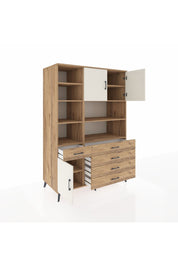 Kronos Dolap 9 Raflı 5 Çekmeceli 3 Kapaklı 132x59x195 Çam-Aytaşı/Çam