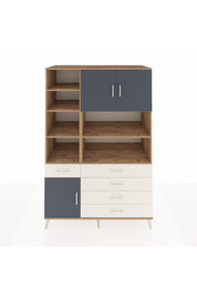 Kronos Dolap 9 Raflı 5 Çekmeceli 3 Kapaklı 132x59x195 Çam-Antrasit/Aytaşı