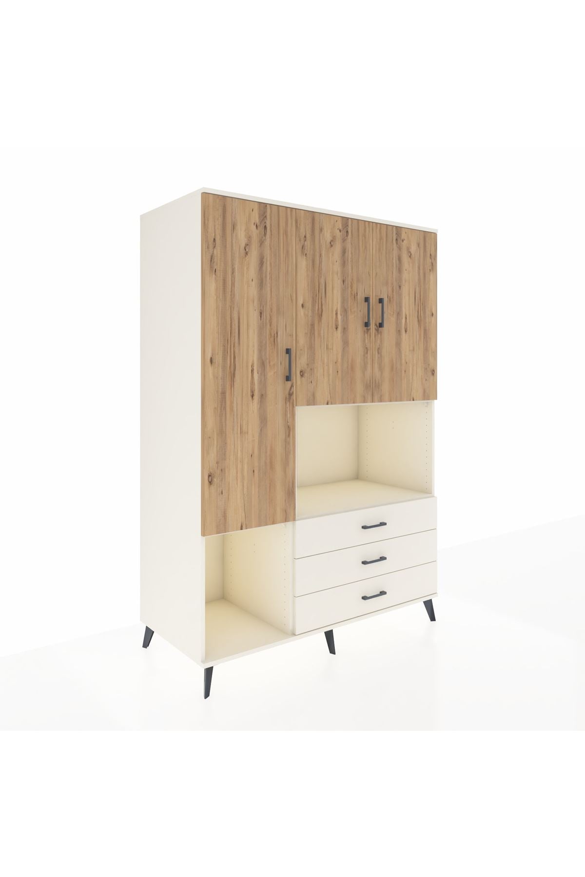 Kronos Dolap 6 Raflı 3 Çekmeceli 3 Kapaklı 132x59x195 Aytaşı-Çam/Aytaşı