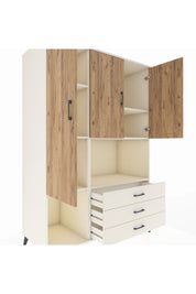 Kronos Dolap 6 Raflı 3 Çekmeceli 3 Kapaklı 132x59x195 Aytaşı-Çam/Aytaşı