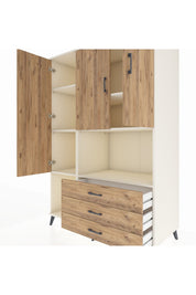 Kronos Dolap 6 Raflı 3 Çekmeceli 3 Kapaklı 132x59x195 Aytaşı-Çam/Çam