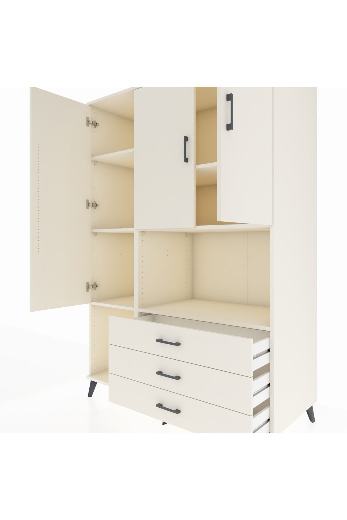 Kronos Dolap 6 Raflı 3 Çekmeceli 3 Kapaklı 132x59x195 Aytaşı-Aytaşı/Aytaşı