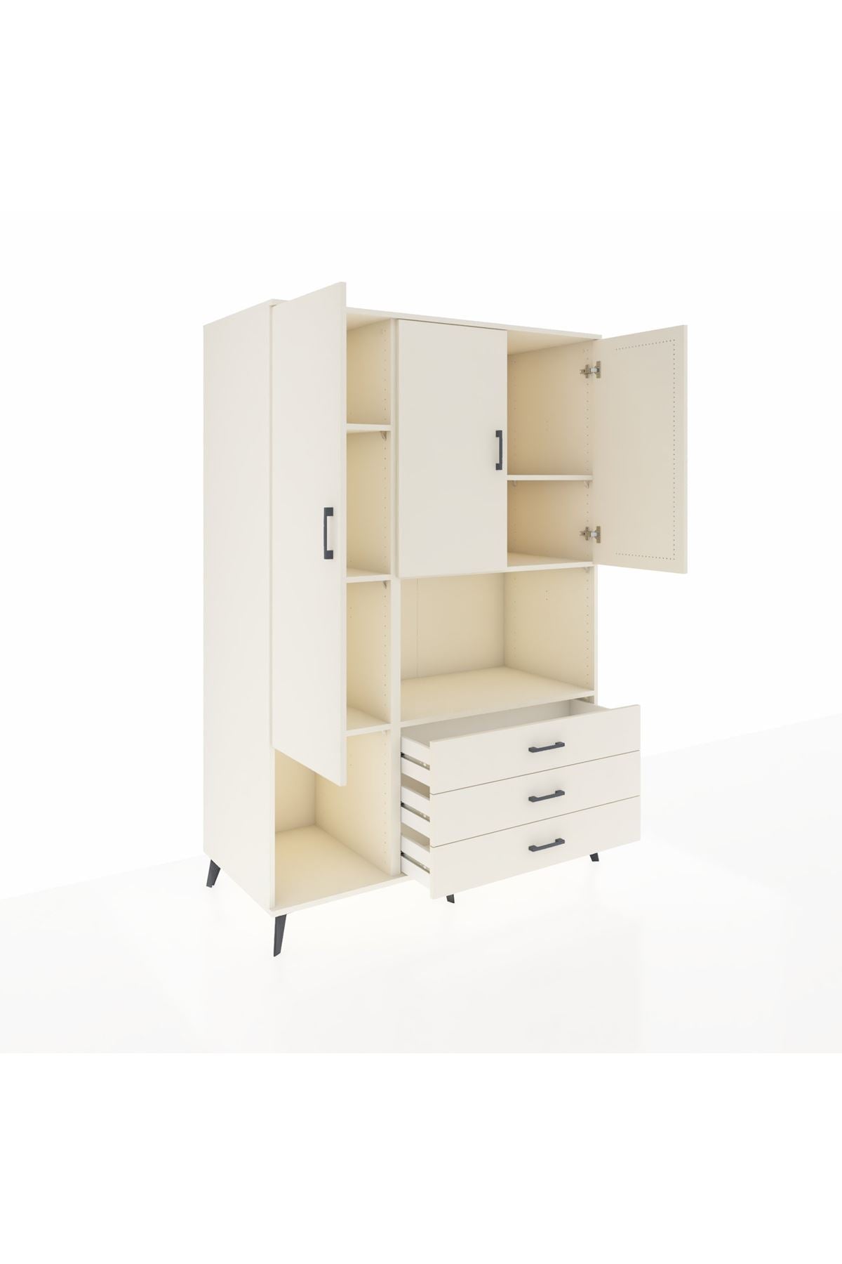 Kronos Dolap 6 Raflı 3 Çekmeceli 3 Kapaklı 132x59x195 Aytaşı-Aytaşı/Aytaşı