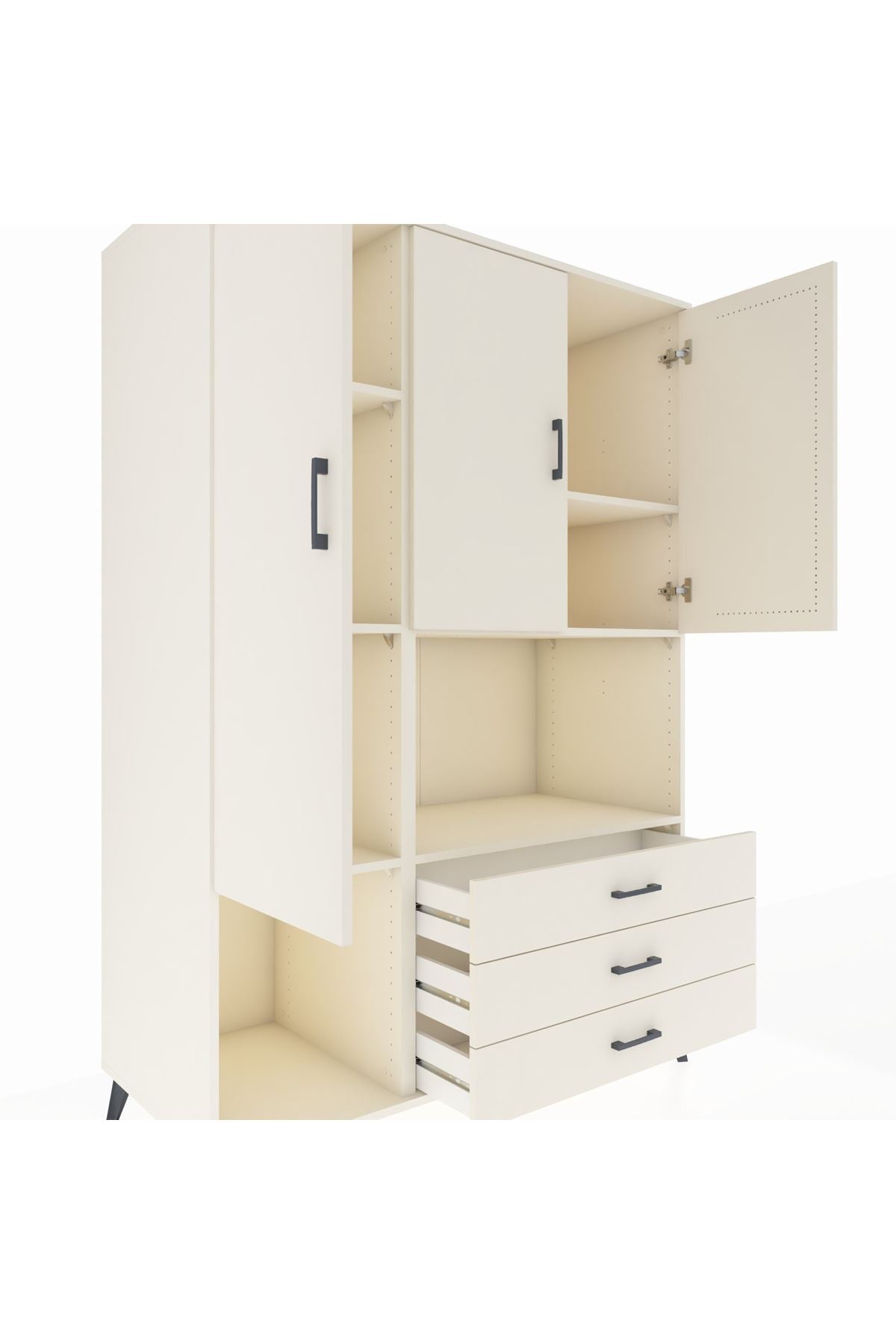 Kronos Dolap 6 Raflı 3 Çekmeceli 3 Kapaklı 132x59x195 Aytaşı-Aytaşı/Aytaşı