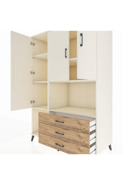 Kronos Dolap 6 Raflı 3 Çekmeceli 3 Kapaklı 132x59x195 Aytaşı-Aytaşı/Çam