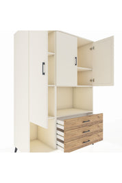 Kronos Dolap 6 Raflı 3 Çekmeceli 3 Kapaklı 132x59x195 Aytaşı-Aytaşı/Çam