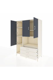 Kronos Dolap 6 Raflı 3 Çekmeceli 3 Kapaklı 132x59x195 Aytaşı-Antrasit/Aytaşı