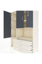 Kronos Dolap 6 Raflı 3 Çekmeceli 3 Kapaklı 132x59x195 Aytaşı-Antrasit/Aytaşı