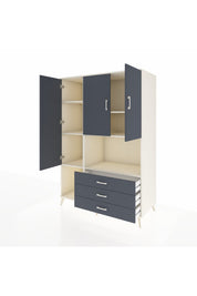 Kronos Dolap 6 Raflı 3 Çekmeceli 3 Kapaklı 132x59x195 Aytaşı-Antrasit/Antrasit