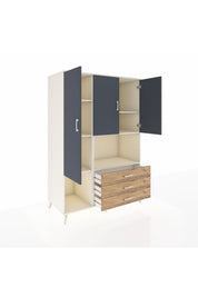 Kronos Dolap 6 Raflı 3 Çekmeceli 3 Kapaklı 132x59x195 Aytaşı-Antrasit/Çam