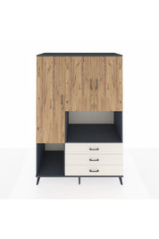 Kronos Dolap 6 Raflı 3 Çekmeceli 3 Kapaklı 132x59x195 Antrasit-Çam/Aytaşı