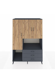 Kronos Dolap 6 Raflı 3 Çekmeceli 3 Kapaklı 132x59x195 Antrasit-Çam/Antrasit