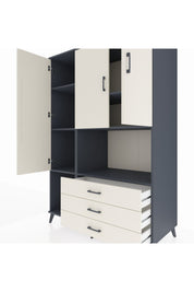 Kronos Dolap 6 Raflı 3 Çekmeceli 3 Kapaklı 132x59x195 Antrasit-Aytaşı/Aytaşı