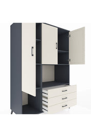 Kronos Dolap 6 Raflı 3 Çekmeceli 3 Kapaklı 132x59x195 Antrasit-Aytaşı/Aytaşı