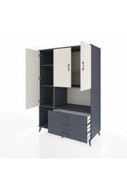 Kronos Dolap 6 Raflı 3 Çekmeceli 3 Kapaklı 132x59x195 Antrasit-Aytaşı/Antrasit