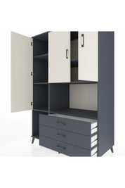 Kronos Dolap 6 Raflı 3 Çekmeceli 3 Kapaklı 132x59x195 Antrasit-Aytaşı/Antrasit