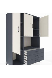 Kronos Dolap 6 Raflı 3 Çekmeceli 3 Kapaklı 132x59x195 Antrasit-Aytaşı/Antrasit