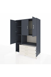 Kronos Dolap 6 Raflı 3 Çekmeceli 3 Kapaklı 132x59x195 Antrasit-Antrasit/Aytaşı