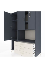 Kronos Dolap 6 Raflı 3 Çekmeceli 3 Kapaklı 132x59x195 Antrasit-Antrasit/Aytaşı