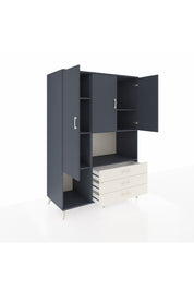 Kronos Dolap 6 Raflı 3 Çekmeceli 3 Kapaklı 132x59x195 Antrasit-Antrasit/Aytaşı