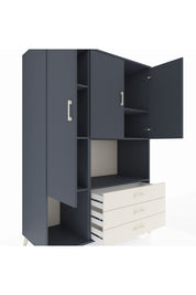 Kronos Dolap 6 Raflı 3 Çekmeceli 3 Kapaklı 132x59x195 Antrasit-Antrasit/Aytaşı