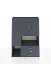 Kronos Dolap 6 Raflı 3 Çekmeceli 3 Kapaklı 132x59x195 Antrasit-Antrasit/Antrasit