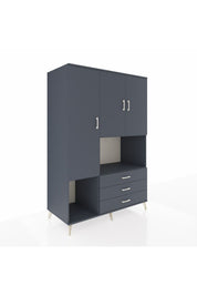 Kronos Dolap 6 Raflı 3 Çekmeceli 3 Kapaklı 132x59x195 Antrasit-Antrasit/Antrasit