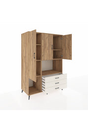 Kronos Dolap 6 Raflı 3 Çekmeceli 3 Kapaklı 132x59x195 Çam-Çam/Aytaşı