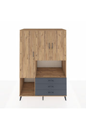 Kronos Dolap 6 Raflı 3 Çekmeceli 3 Kapaklı 132x59x195 Çam-Çam/Antrasit