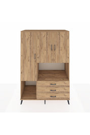 Kronos Dolap 6 Raflı 3 Çekmeceli 3 Kapaklı 132x59x195 Çam-Çam/Çam