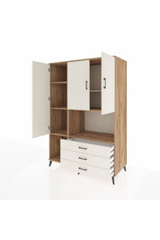 Kronos Dolap 6 Raflı 3 Çekmeceli 3 Kapaklı 132x59x195 Çam-Aytaşı/Aytaşı