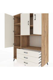 Kronos Dolap 6 Raflı 3 Çekmeceli 3 Kapaklı 132x59x195 Çam-Aytaşı/Aytaşı